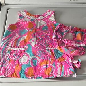 Lilly Pulitzer Pink and Orange Baby Dress Set size 12-18 months